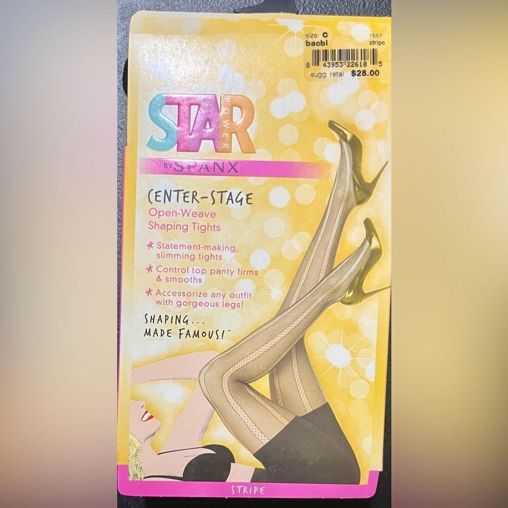 New in Package- Spanx Star Power Black Center Stage Shaping Tights Size C